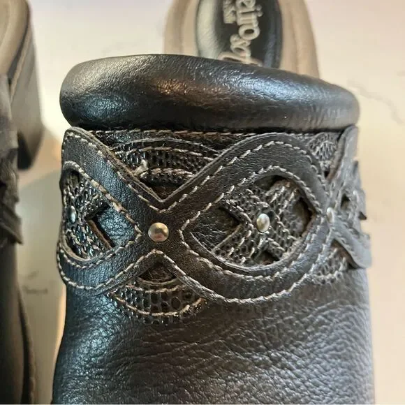 Euro Soft by Sofft Mule Heels Leather Slip On Shoes Black Clogs Womens Size 8 - Picture 7 of 13